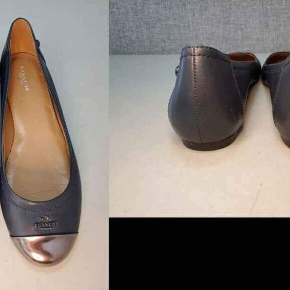 Coach Designer Chelsea Dark Blue Leather Flat Shoes Women's Size 8.5 B - Picture 3 of 5